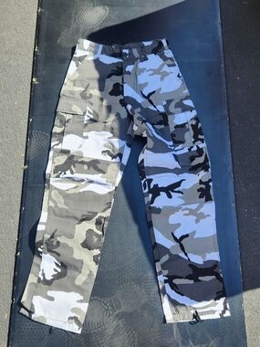 Men's Gray White Black Camo Cargo Pants